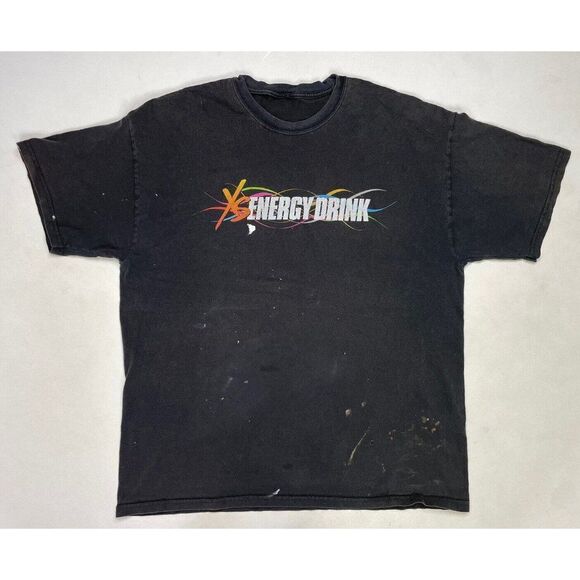 Vintage Other - VINTAGE XS Energy Drink Graphic Thrashed T-shirt Men XL Black Short Sleeve